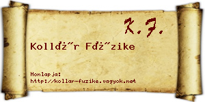 Kollár Füzike névjegykártya